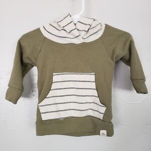 Lulu & Roo Baby 3-6 Months Army Green Hoodie Striped Pocket Hood Gender Neutral